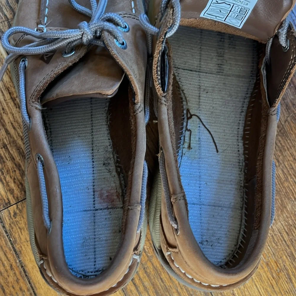 Sperry topsider boat shoes tan leather preppy men’s 8